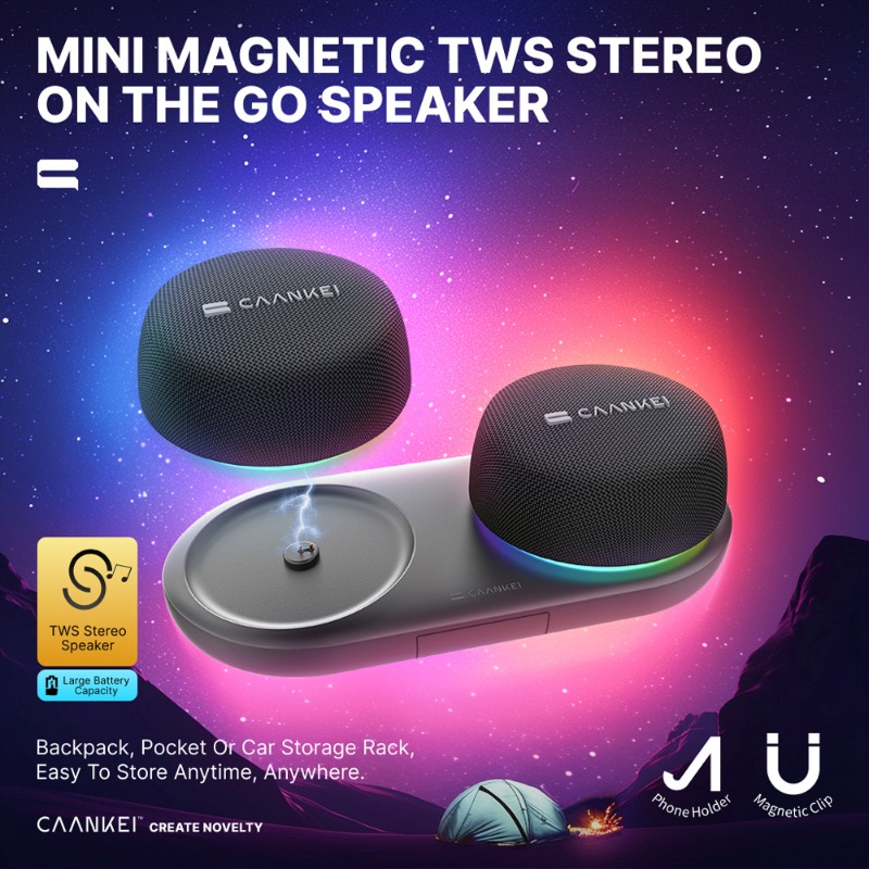 Audio Music Spotify - Speaker Bluetooth Magnetik dengan Lampu RGB,